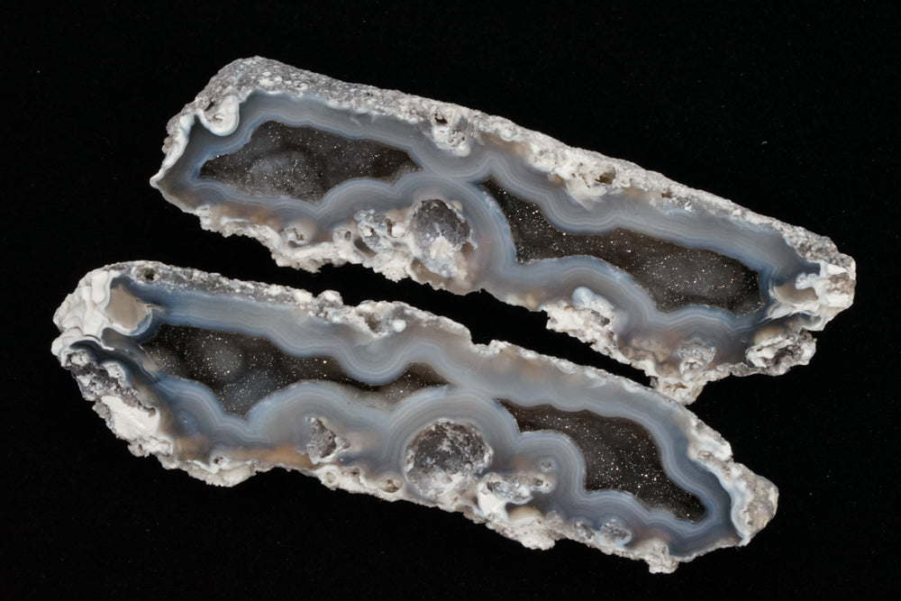 Polished Coral Geode/Fossil Pair with Crystals