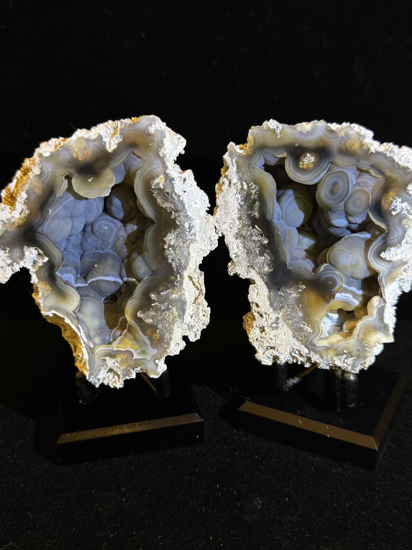 Polished Coral Geode Pair