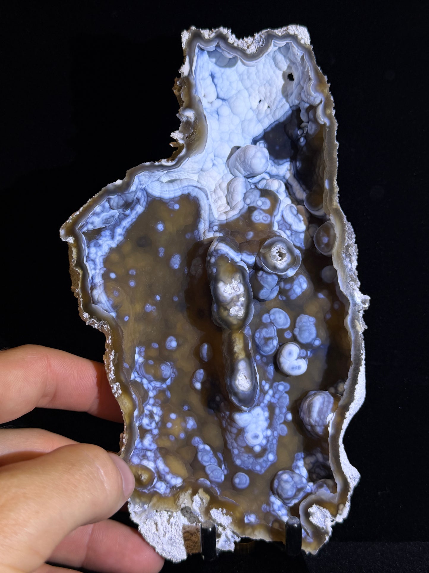 Polished Coral Geode Pair