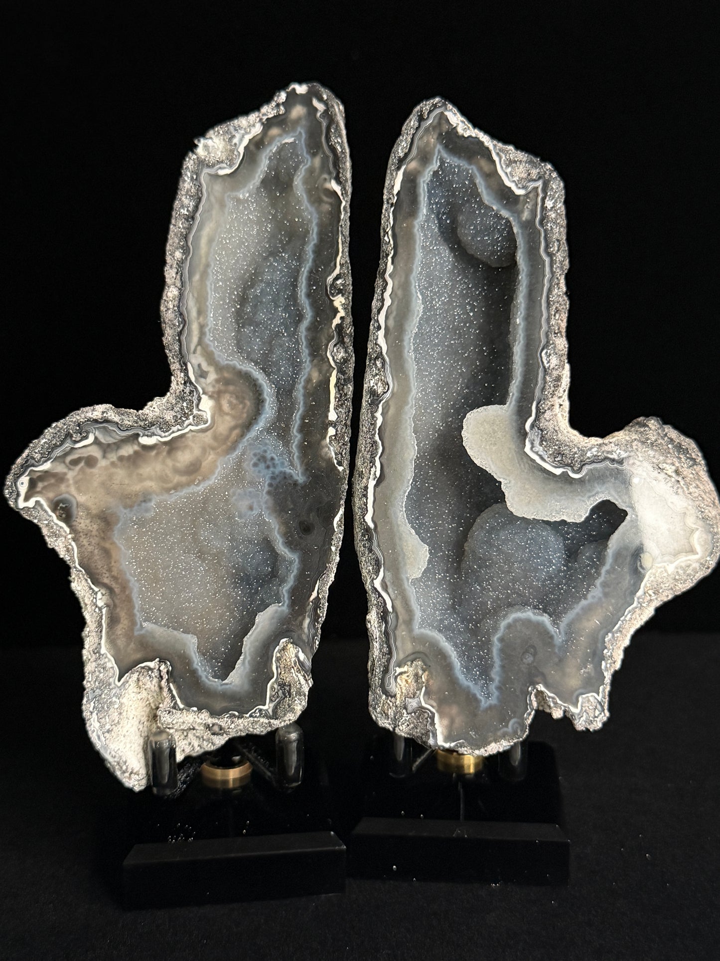Polished Coral Geode Pair