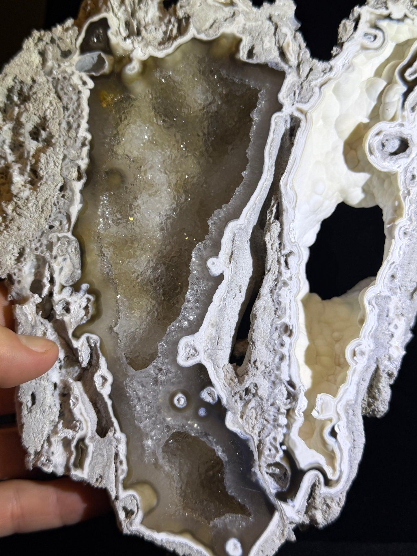 Polished Coral Geode Pair