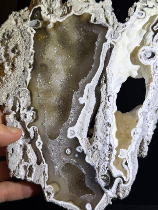 Polished Coral Geode Pair