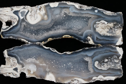 Polished Coral Geode/Fossil Pair with Crystals
