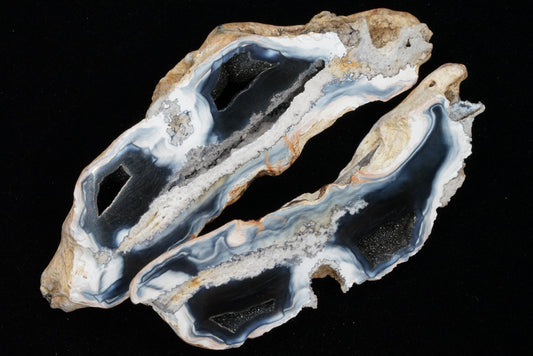 Polished Coral Geode/Fossil Pair with Crystals
